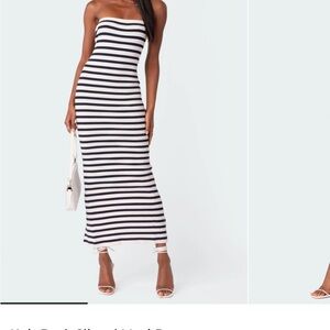 Edikted Black and White Strapless Dress
